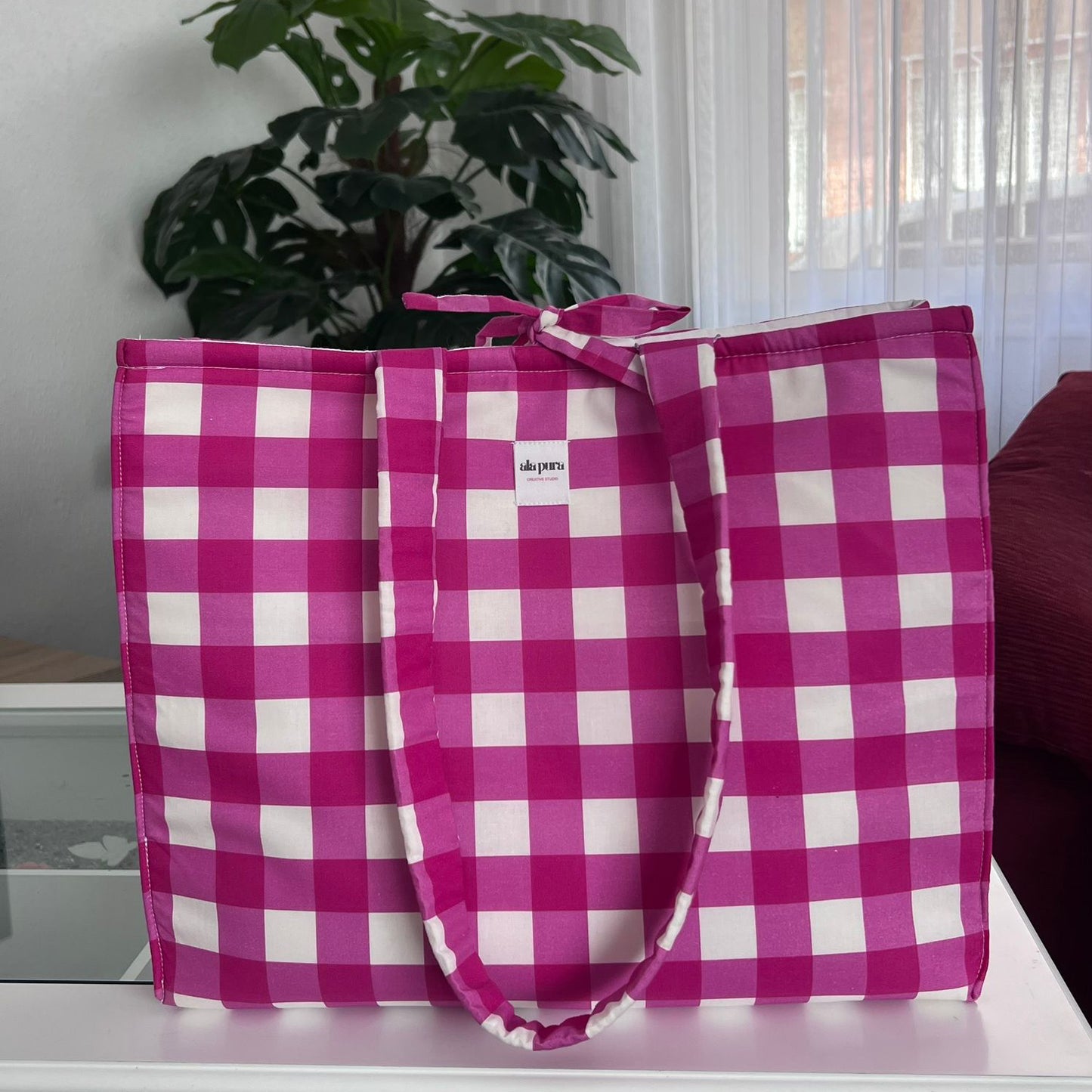 Bolso Shopper Vichy Fucsia
