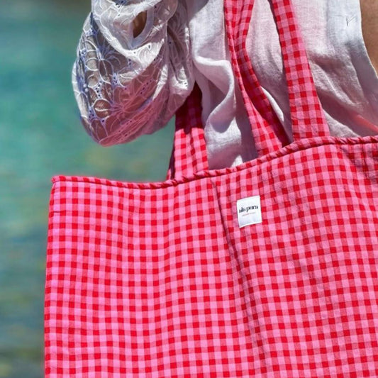 Bolso Shopper Vichy Bicolor Cherry