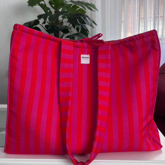 Bolso Shopper Maxi Rosa y Rojo