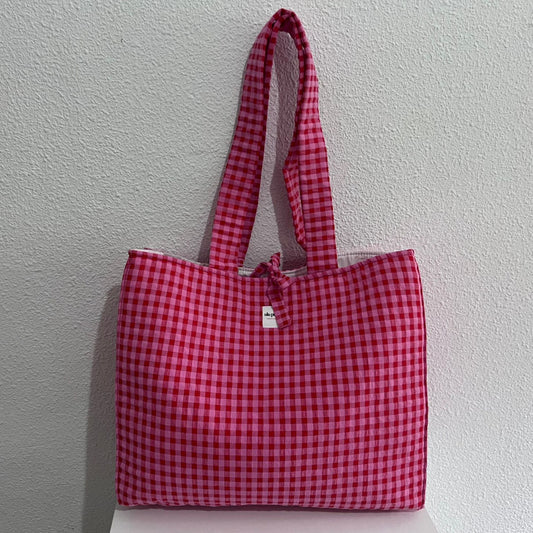 Bolso Shopper Vichy Bicolor Cherry